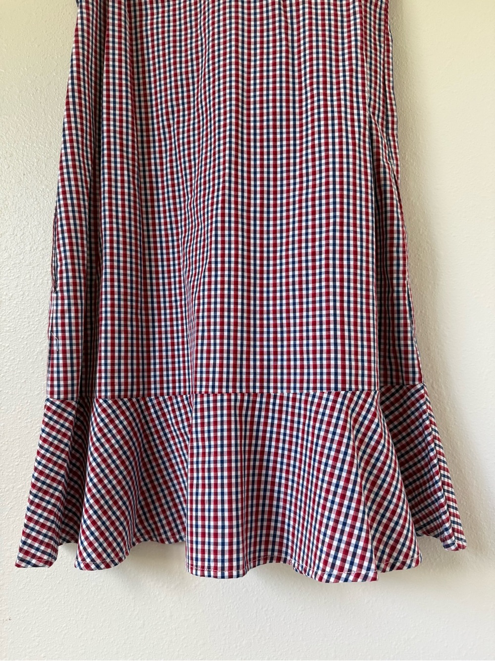 Esley Red White Blue Gingham Mini Dress Medium - Picture 3 of 6